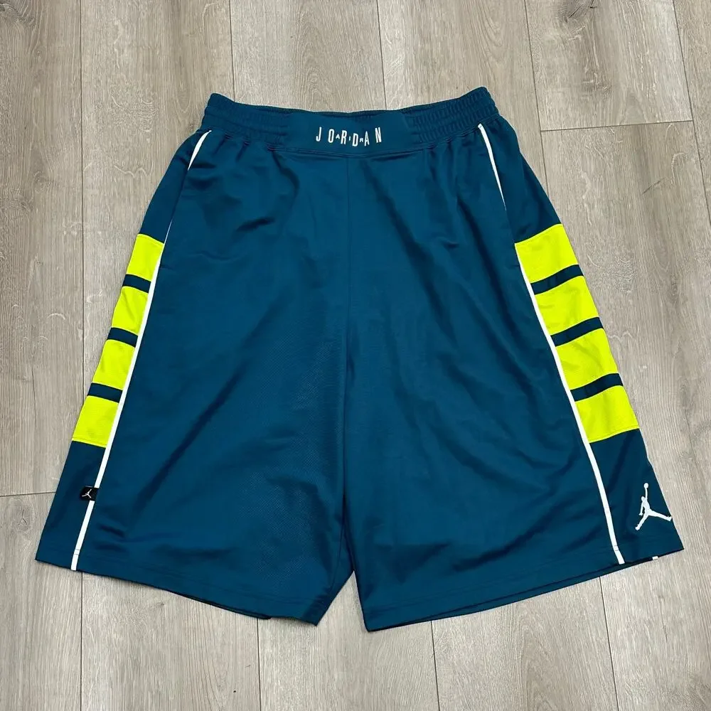 New Nike Jordan Cat Scratch basketball shorts Turquoise Yellow size XL B31